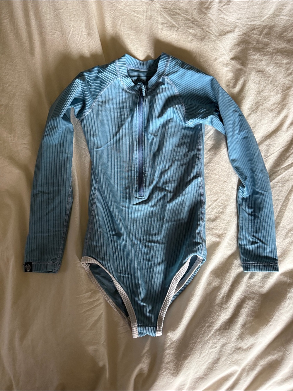 Beach and bandits Long-Sleeve Blue Kids One-Piece Swimsuit